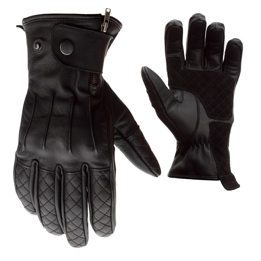 (9, ) Rst Matlock Ce Motorbike Leather Gloves Retro Classic Urban Motorcycle Glove Black 5056136249276