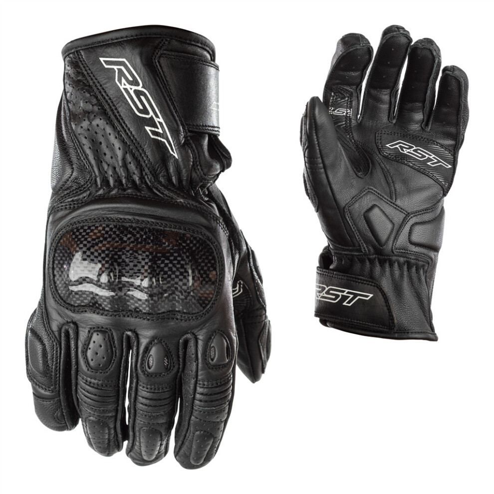 (8, / ) Rst Stunt Iii Motorcycle Motorbike Ce Approve Knuckle Ladies Leather Gloves Black 5055338796953
