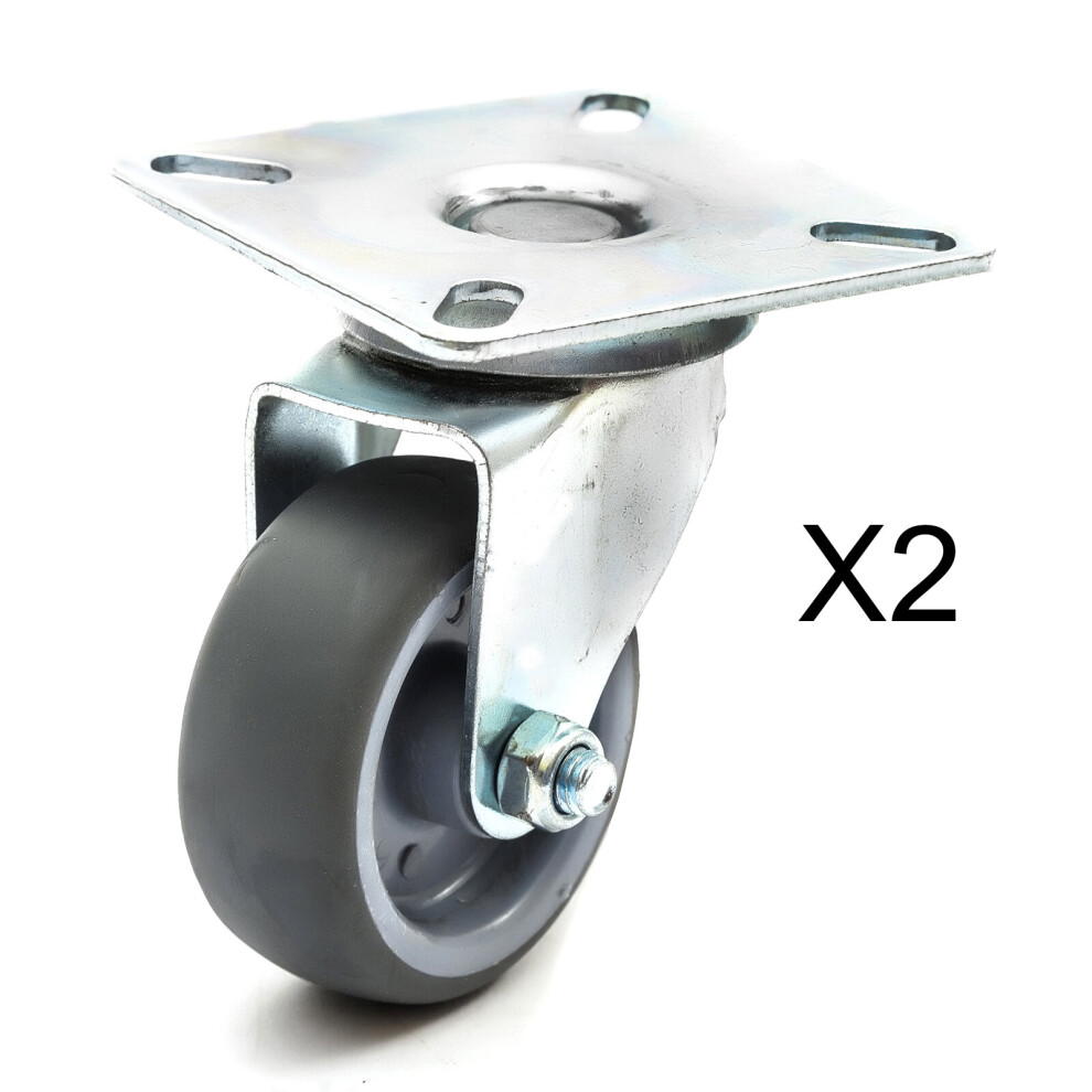 (2 Unbraked) 50Mm Steel Braked Unbraked Swivel Castors 100Kg 5055583093777