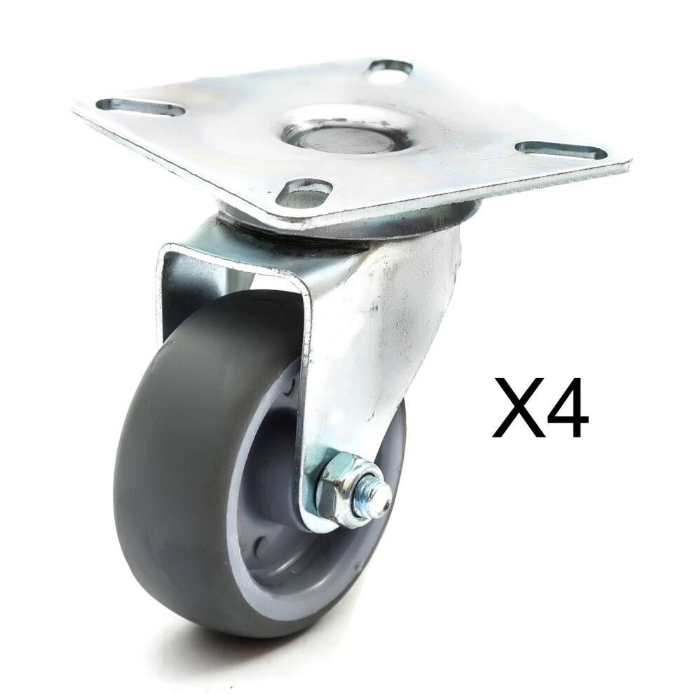 (4 Braked) 50Mm Steel Braked Unbraked Swivel Castors 100Kg 5055583093807