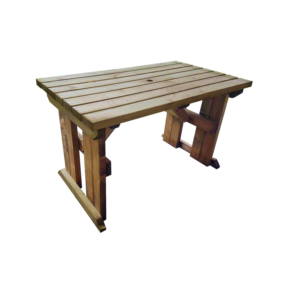 (4ft, Rustic Brown) Picnic Table Hollies Wooden Outdoor Garden Furniture Heavy Duty