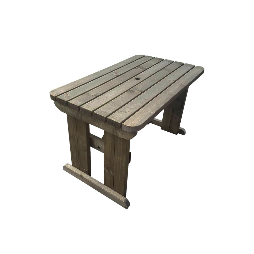 (6ft, Rustic Brown) Picnic Table Hollies Rounded Wooden Outdoor Garden Furniture Heavy Duty-image-OPC-P6K5C9H-NEW