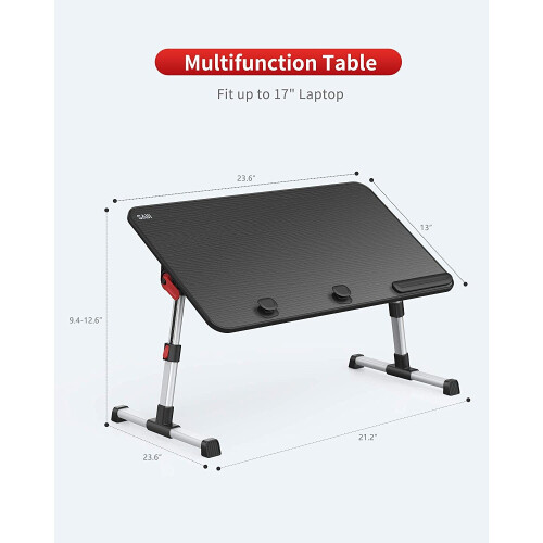 [Large Size] SAIJI Adjustable Laptop Bed Tray Table - 5-Height, 4-Angle Stand, Foldable Multipurpose Desk for Bed, Couch, Office 1