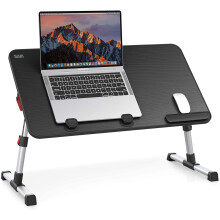 [Large Size] SAIJI Adjustable Laptop Bed Tray Table - 5-Height, 4-Angle Stand, Foldable Multipurpose Desk for Bed, Couch, Office