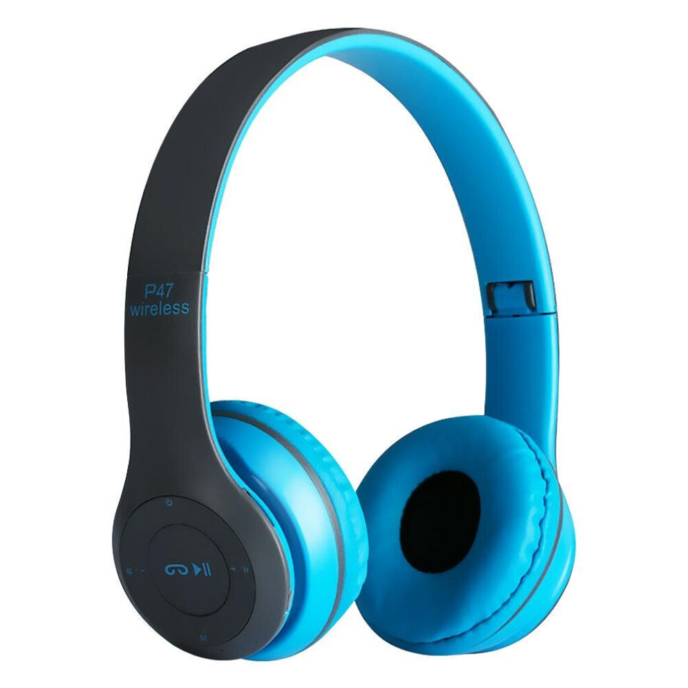 (Blue) Wireless Bluetooth P47 Headphone Headset Kids Gift