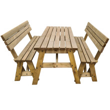 (8ft, Rustic Brown) Picnic Table and Bench Set Outdoor Garden Furniture, Victoria With Backrest