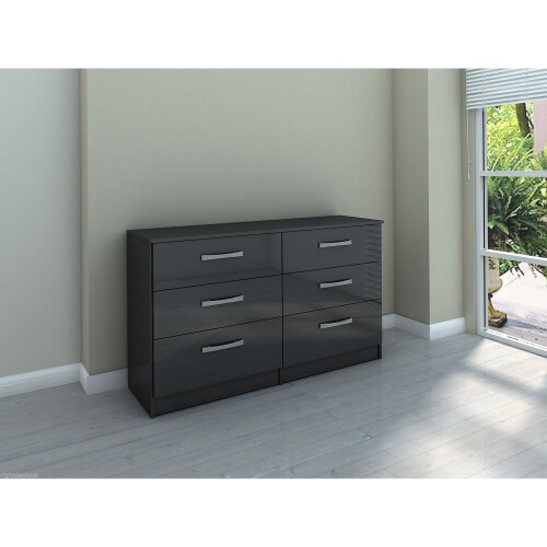 Birlea Birlea Lynx Black Gloss 6 Drawer Chest 1