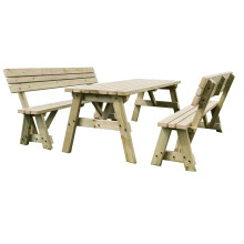 (7ft, Light Green) Picnic Table and Bench Set Outdoor Garden Furniture, Victoria With Backrest