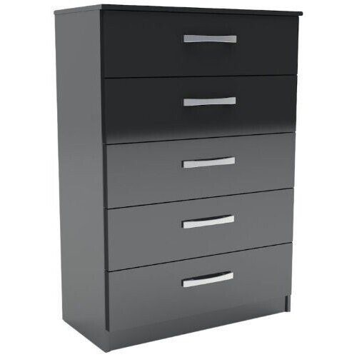 Birlea Birlea Lynx Black Gloss 5 Drawer Chest 2