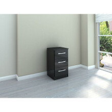 Birlea Lynx Black Gloss 3 Drawer Bedside Cabinet