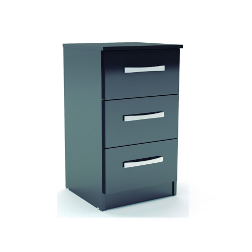 Birlea Birlea Lynx Black Gloss 3 Drawer Bedside Cabinet 1