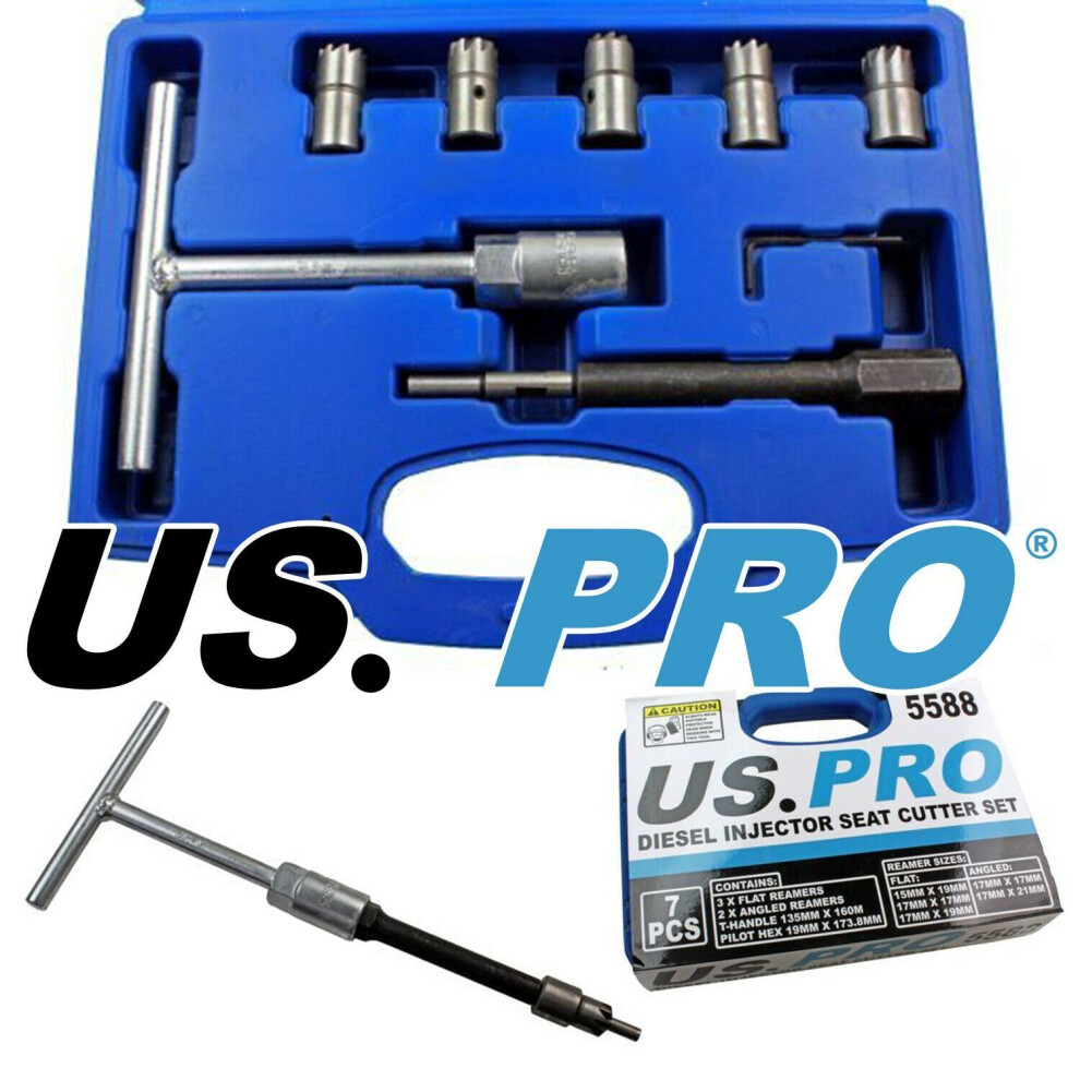 Us Pro Tools 7Pc Diesel Engine Injector Seat Cutter Cutting Tool Pilot Key 5588 5060599860107
