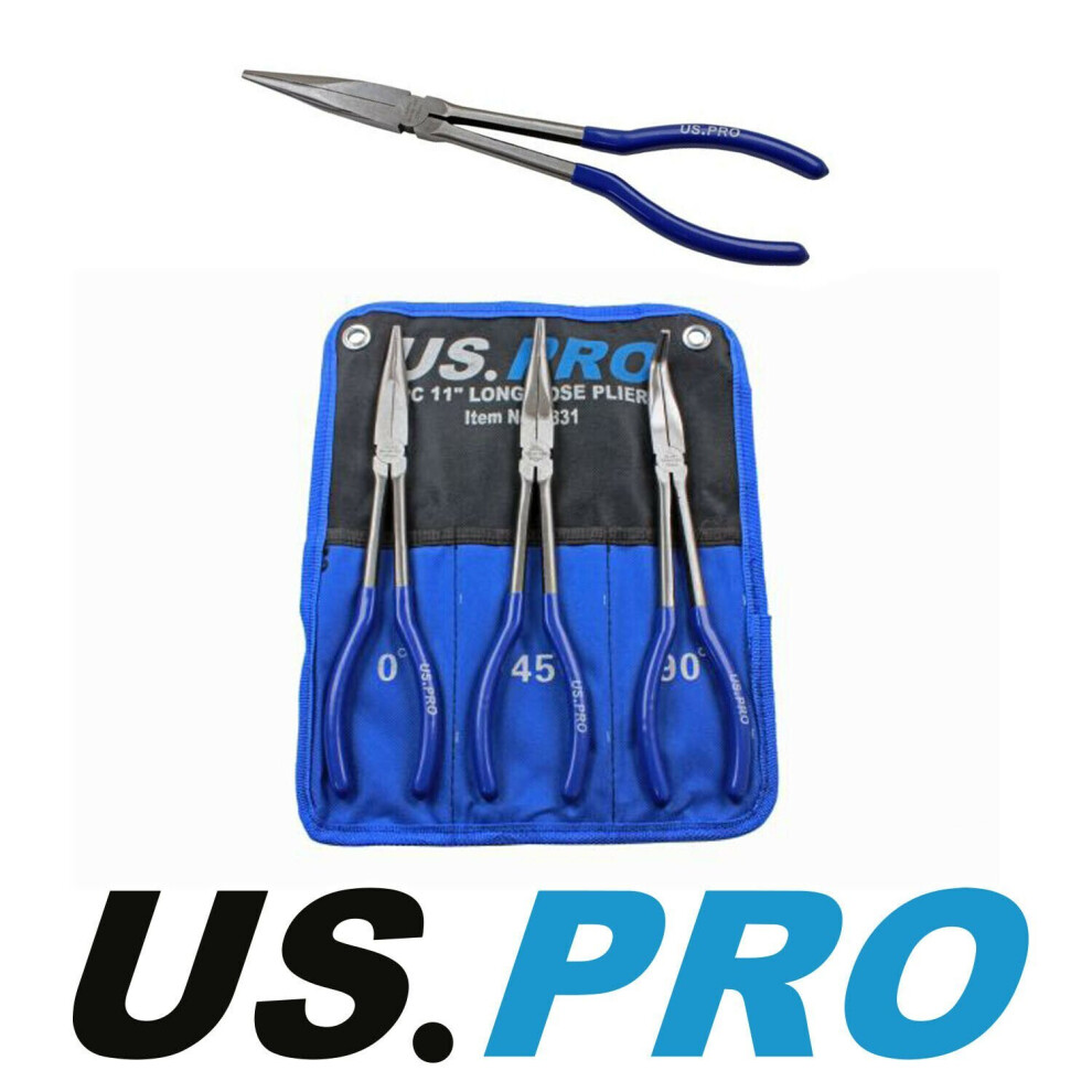 Us Pro Tools 3Pc 11" (275Mm) Long Reach Nose Pliers Plier Set New 1831