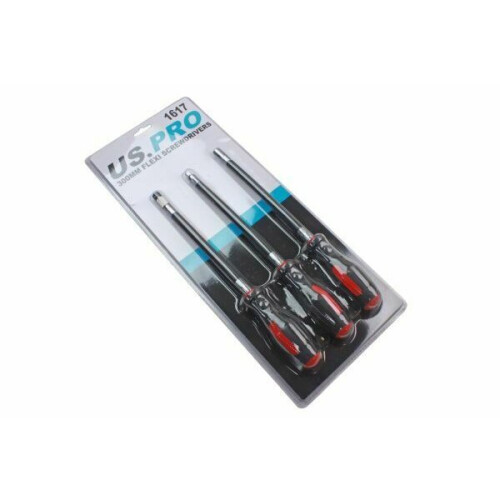 us pro US PRO Tools 3 Piece 300mm Flexi Screwdrivers - Flexible Screwdriver Set 1617 2