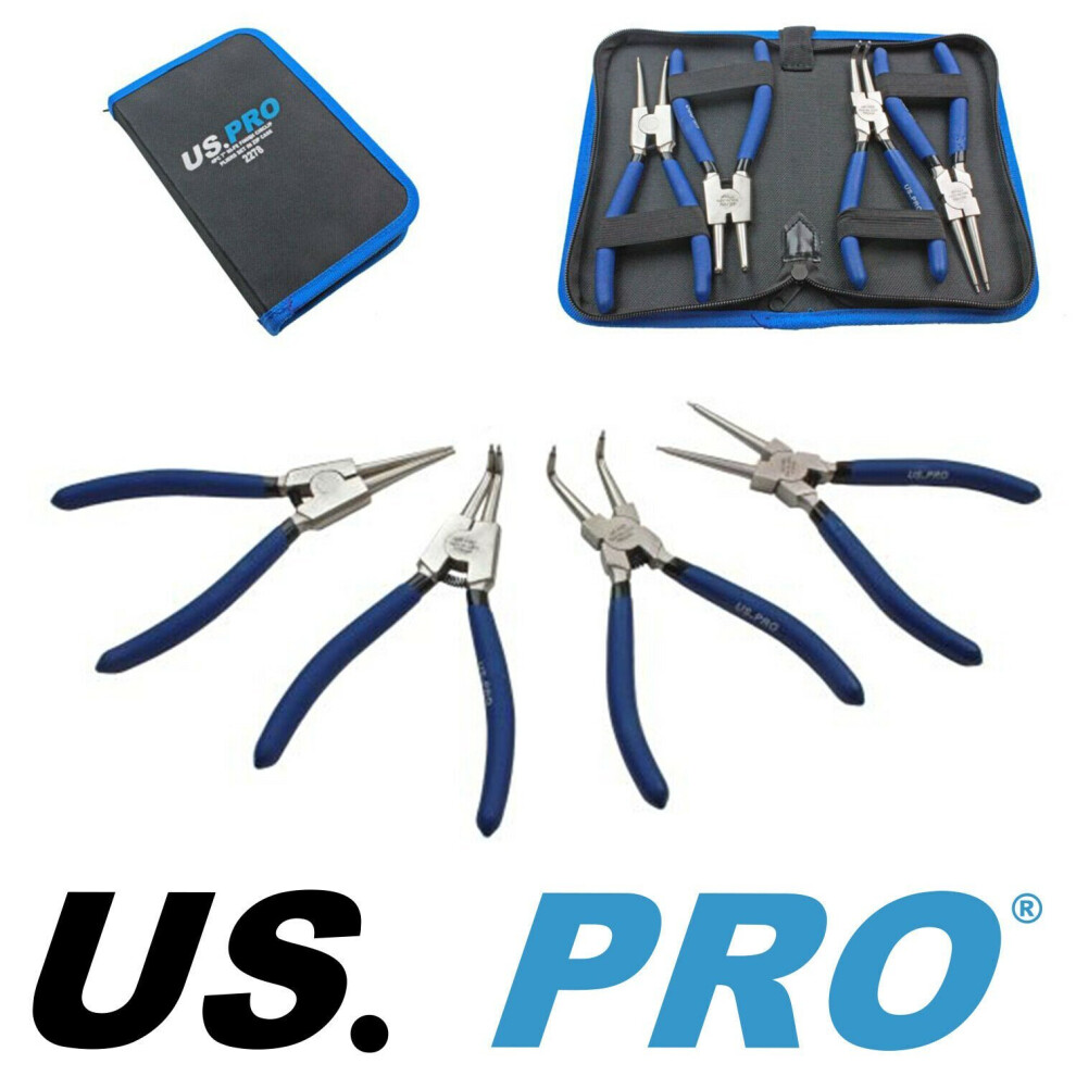 US PRO 4PC 7" 180mm NI-FE Circlip Pliers Internal And External Tool Set 2278