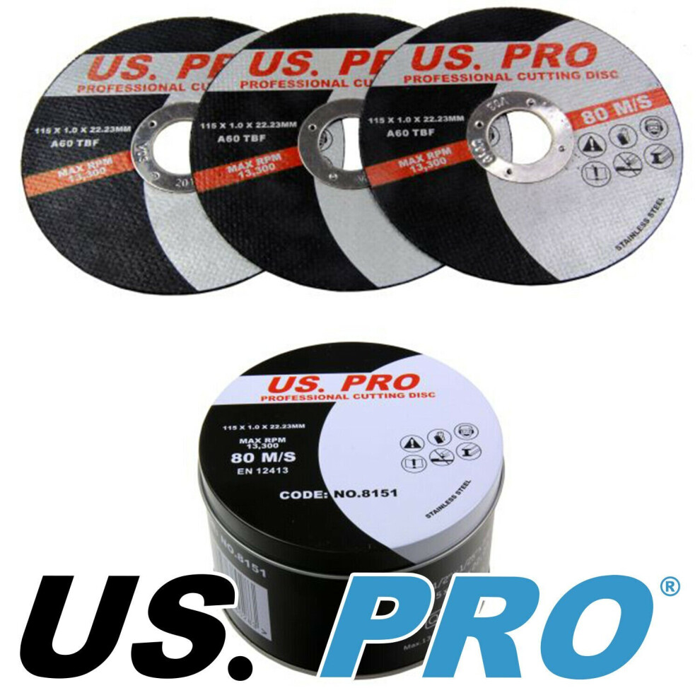 US PRO  50 PACK Professional 115 x 1.0 x 22.2mm  Steel Cutting Discs NEW 8151