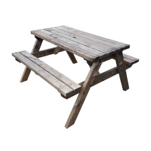 (5ft, Rustic Brown) CLASSIC Wooden Pub Style Picnic Table and Bench - Garden Furniture
