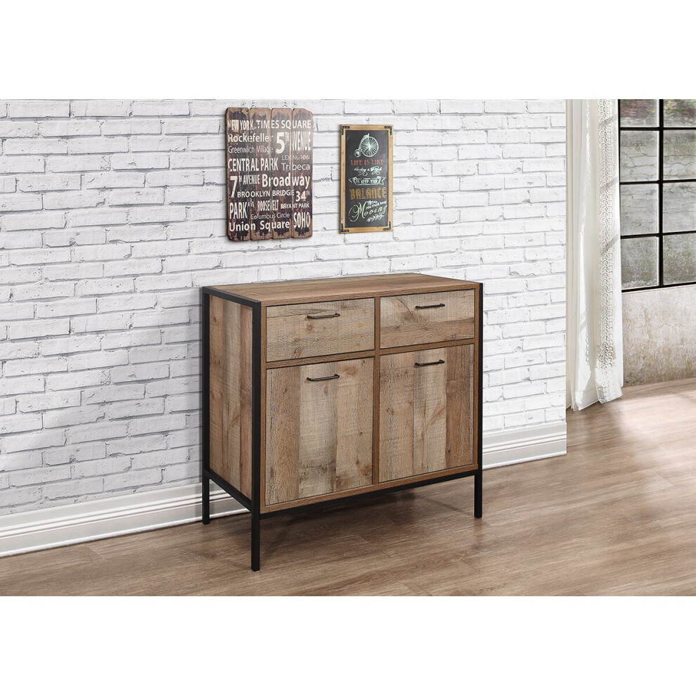 Birlea Urban Living Room Furniture Range - Industrial Design with Metal Frames#2 Door 2 Drawer Sideboard