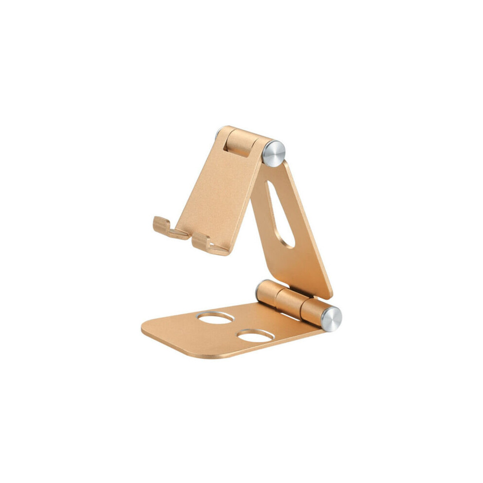 (Gold) Universal Folding Aluminum Alloy Tablet Mobile Phone Mount Holder Stand Desktop Gold 683546097118