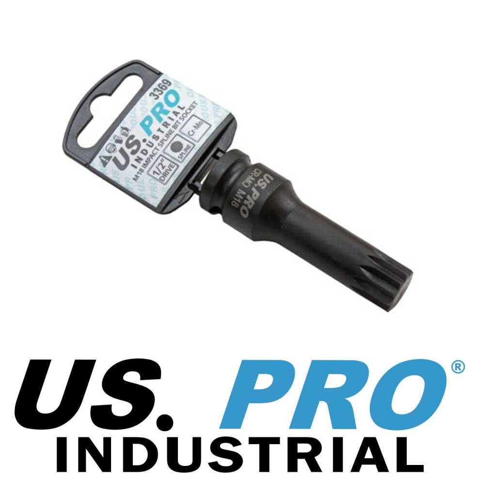 Us Pro Industrial 1/2" Dr Impact Spline Bit Socket M18 X 78Mm Vag Vw Golf 3369 5060478389255