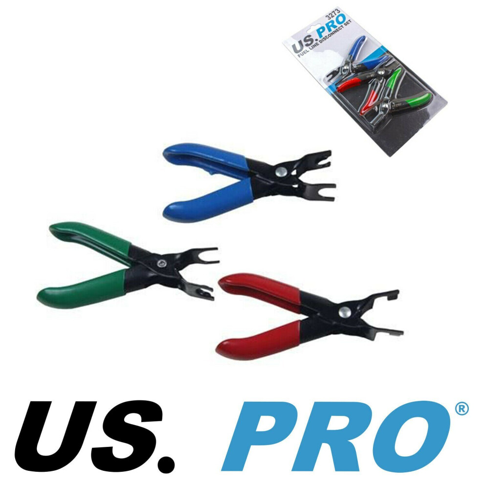 US PRO Tools 3pc Fuel Line Disconnect Removal Pliers Set 3273