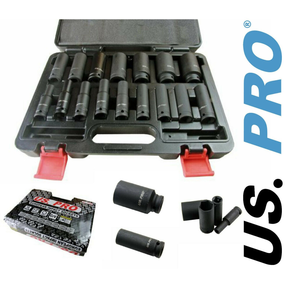 US PRO Tools 16pc 1/2"dr 6pt European Impact Sockets  Socket Set NEW 1340