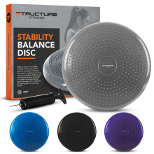 (Grey) Structure Fitness Stability Disc Balance Pad Wobble Air Cushion Ankle Knee Yoga Board With Pump Comes With Pump