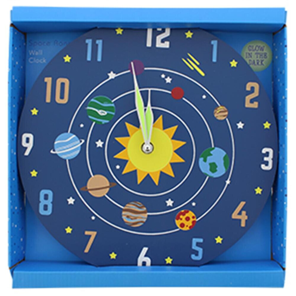 Space Ranger Kids Boys Girls Glow Dark Space Design Bedroom Wall Clock