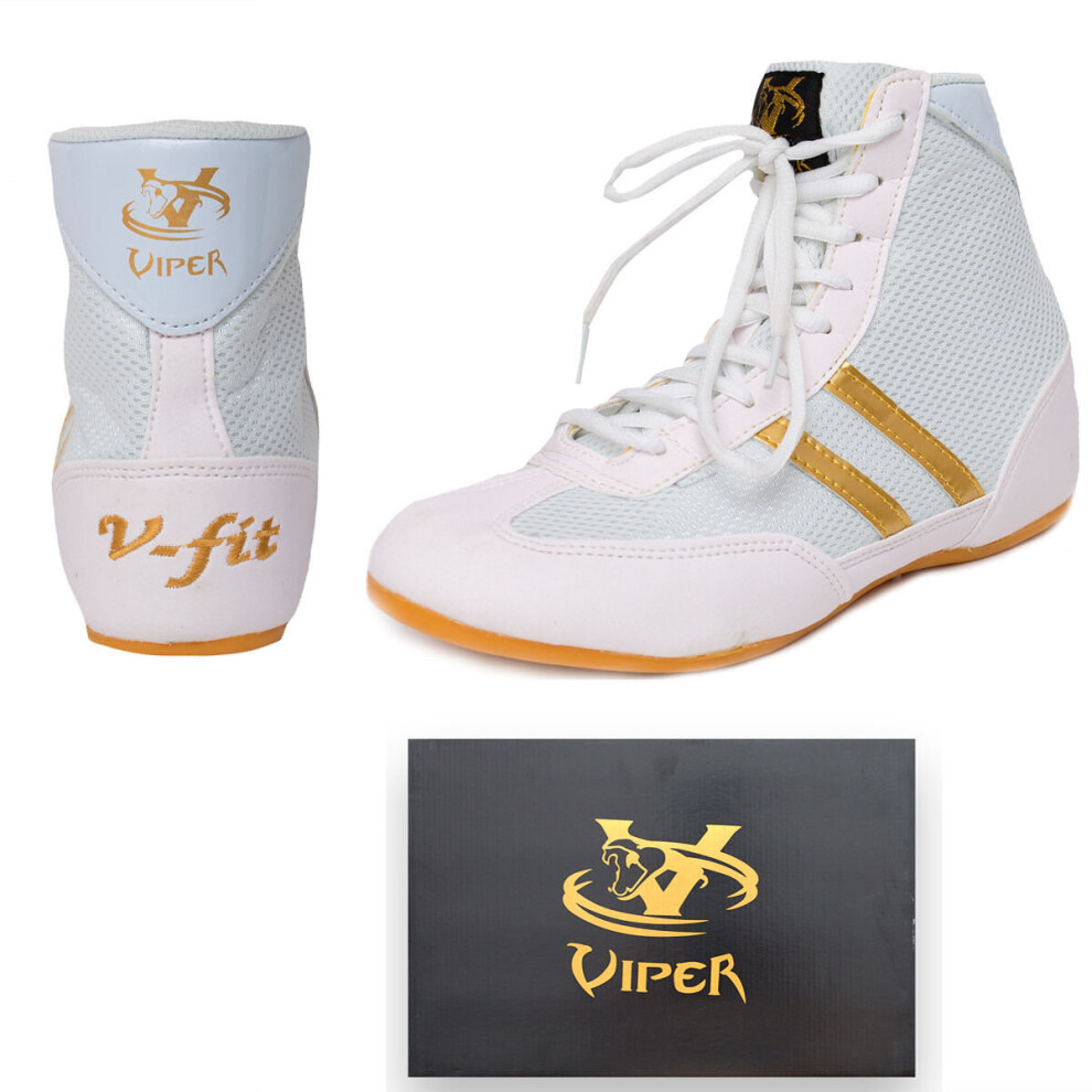 (White/Gold, 3 (Children's)) Sab MCR LTD Boxing Boots, Footwear Mens/Kids