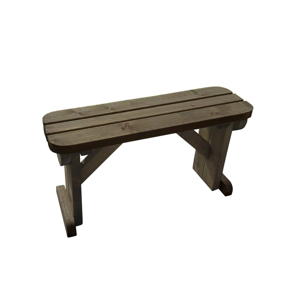 (4ft, Rustic Brown) Picnic Bench Hollies Rounded Wooden Outdoor Garden Furniture Fence Seating-image-OPC-P6K6CZY-NEW