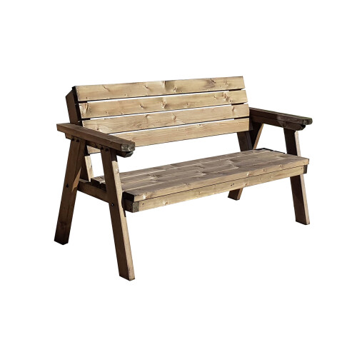 (5ft, Rustic Brown) Bench Wooden Outdoor Garden Fence Seating With Back Support Consilium