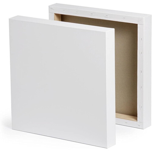 AC145 - 4-Pack Blank Stretched Canvases, Square 20cm x 20cm, Ready-to-Use & Primed Surface