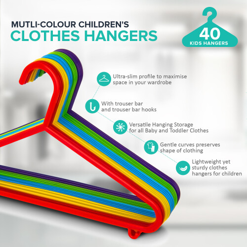 (Multi-Colour) 40Pc Kids Plastic Hangers Clothes Cloth Plastic Coat Hangers 2