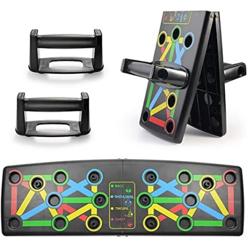 Sab MCR LTD Foldable Push Up Board - Target Chest, Triceps, Shoulders & Back | Portable, Easy Setup, Colour-Coded Handles