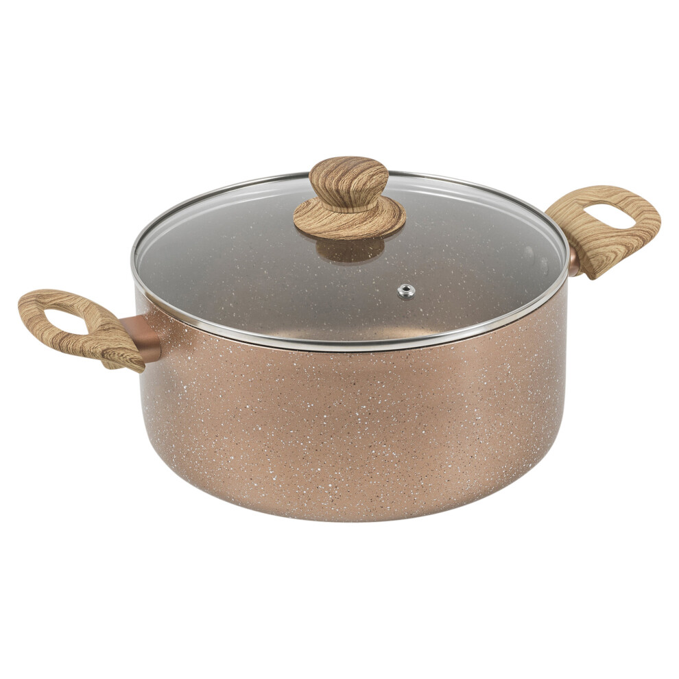 (20cm + 24cm, Rose Gold Marble ) Non Stick Ceramic Induction Casserole Stockpot