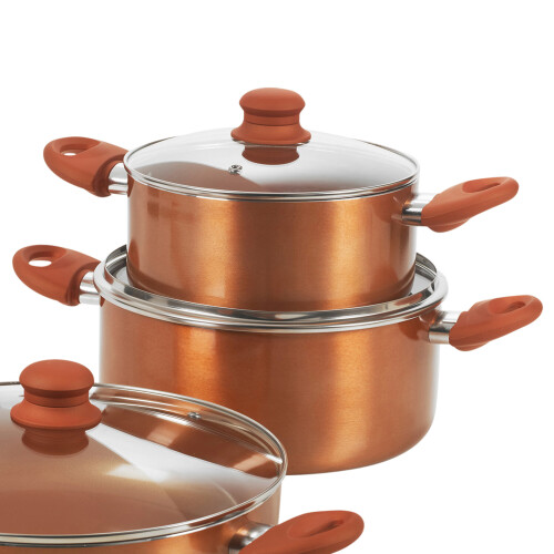 URBN-CHEF (20cm + 24cm, Copper ) Non Stick Ceramic Induction Casserole Stockpot