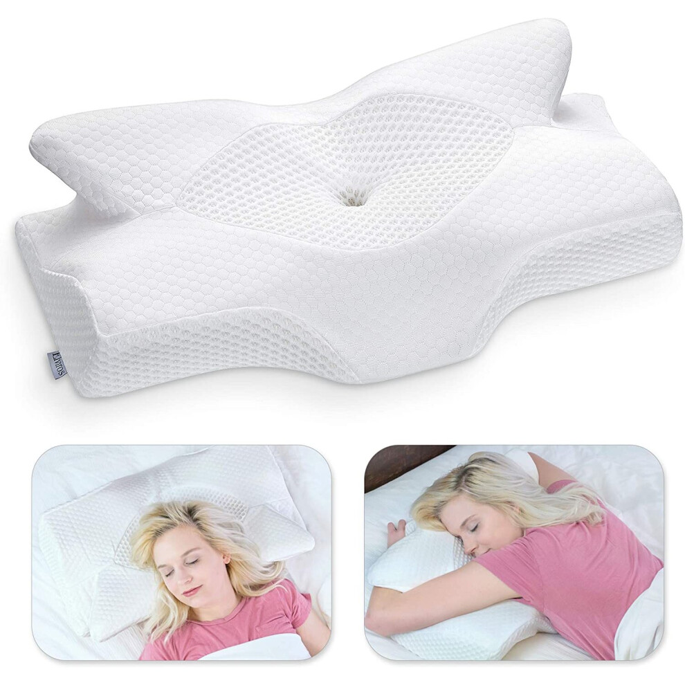 Elviros Cervical Memory Foam Pillow, Contour Pillows for Neck&Shoulder