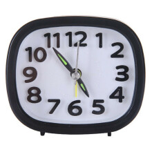 (Square Black) Battery Operated No Tick Snooze Quartz Alarm Clock Silent Small Bedside Clocks