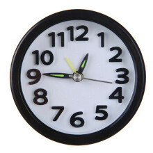 (Round Black) Battery Operated No Tick Snooze Quartz Alarm Clock Silent Small Bedside Clocks
