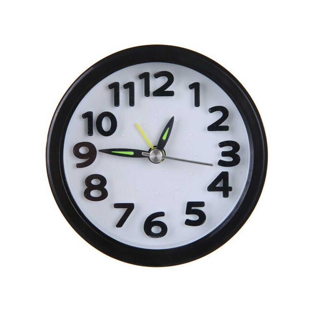 (Round Black) Battery Operated No Tick Snooze Quartz Alarm Clock Silent Small Bedside Clocks White,Black