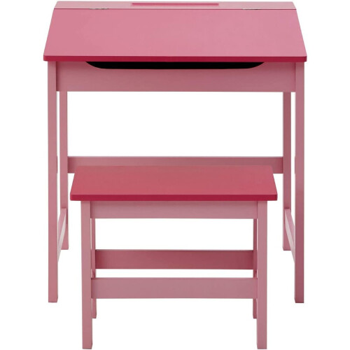 Premier Housewares Childrens Table Chair Set Strong Durable Hinge Lid Desk Rectangular Pink 2