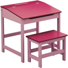 Childrens Table Chair Set Strong Durable Hinge Lid Desk Rectangular Pink