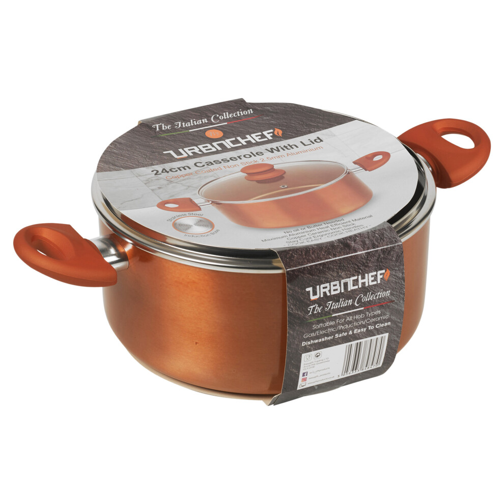 (20cm, Copper ) Non Stick Ceramic Induction Casserole Stockpot