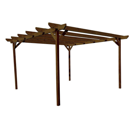 (1.8m x 2.4m (4 posts), Rustic Brown) Garden Pergola Kit Wooden ...