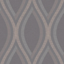 (A44502 Charcoal Grey Rose Gold) Grandeco Strata Geometric Curve Wallpaper Geo Ogee Metallic Textured Embossed