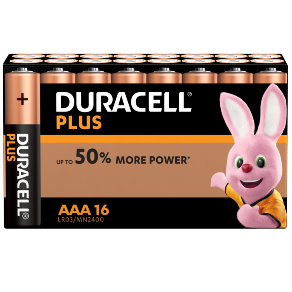 16 x Duracell Plus Power MN2400 AAA Batteries Long-Dated