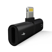 (Black) Dual Lightning Headphone Audio Charger Adapter iPhone 7 8 X Plus iOS 10.3-11