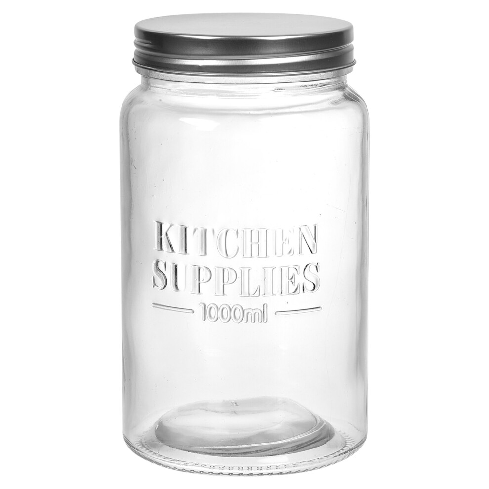 (1L, 1) Air Tight Smooth Glass Jars Food Kitchen Storage