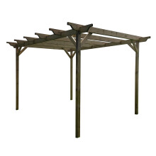 (1.8m x 4.8m (4 posts), Rustic Brown) Garden Pergola Kit Wooden Sculpted - Large - Exclusive Pergola Range