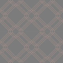 (A41402 Charcoal Grey Rose Gold) Grandeco Lattice Diamond Wallpaper Textured Metallic Geometric Geo Embossed